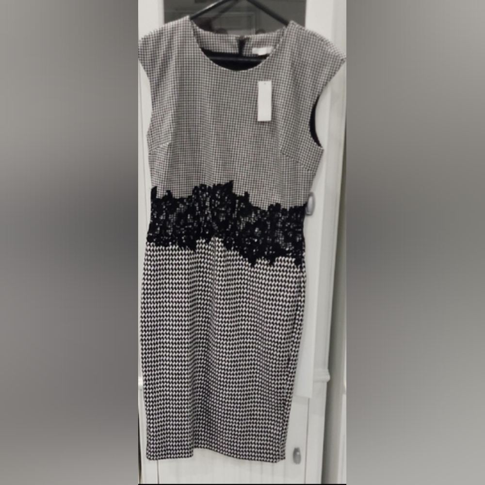 New York & Company Black and White Houndstooth Dress